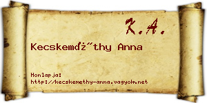 Kecskeméthy Anna névjegykártya