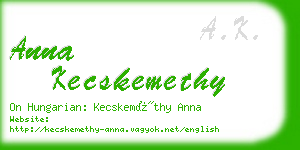 anna kecskemethy business card